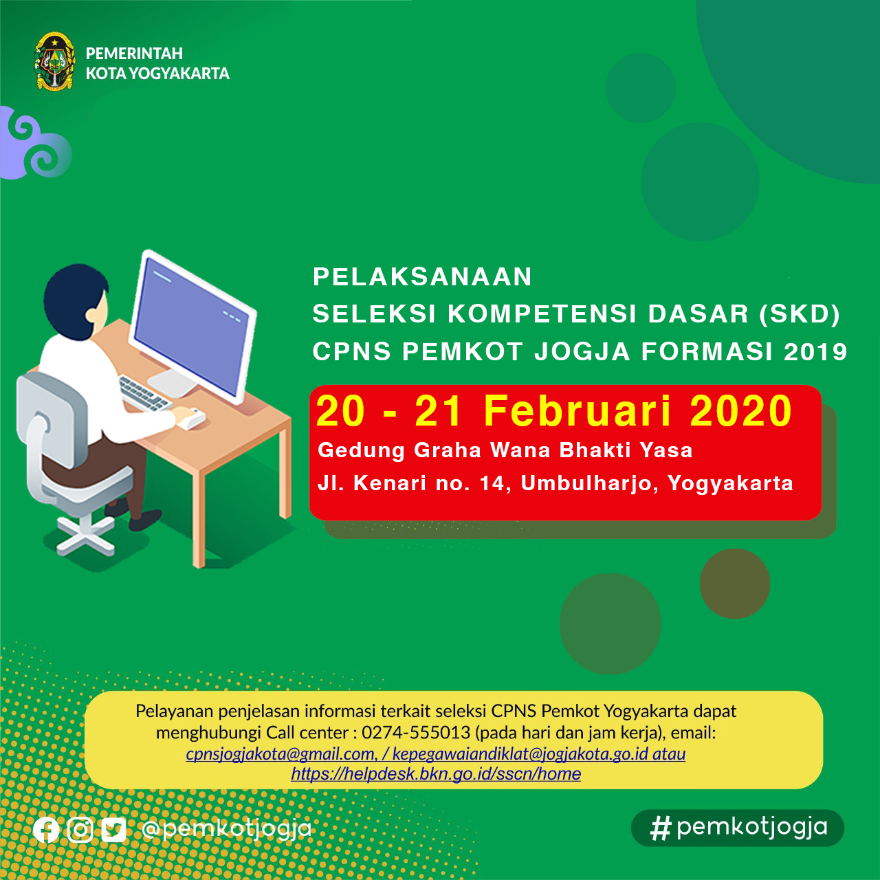 Pelaksanaan Seleksi Kompetensi Dasar CPNS Pemkot Yogyakarta Formasi Tahun 2019