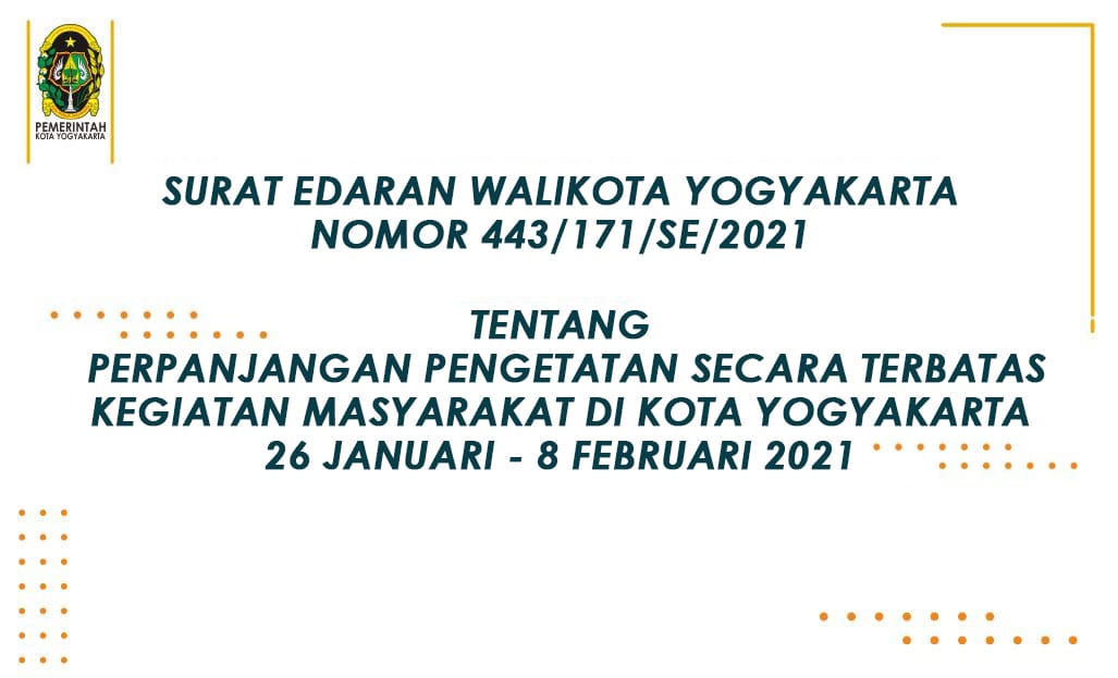 Perpanjangan Pengetatan Secara Terbatas Kegiatan Masyarakat di Kota Yogyakarta