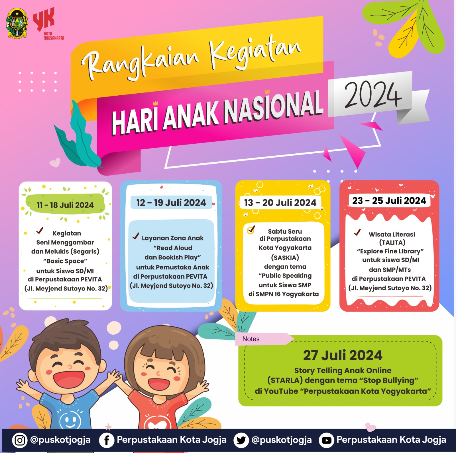 Peringati Hari Anak Nasional Perpustakaan Kota Gelar Ragam Kegiatan untuk Anak