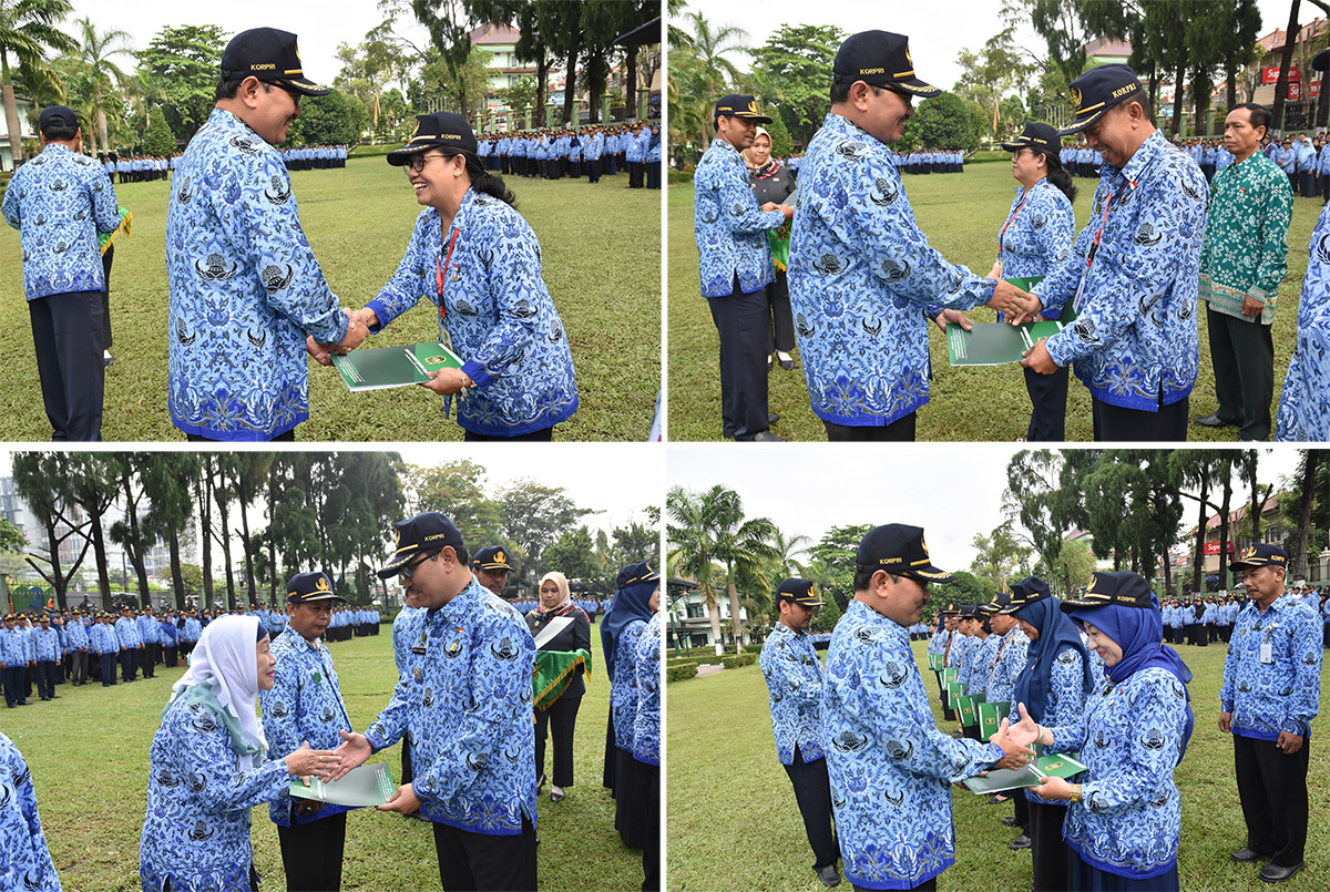 Asisten Umum Sekda MK. Pontjosiwi  dan Kepala  Inspektorat Kota Jogja Wahyu Widayat  Masuki Purna Tugas